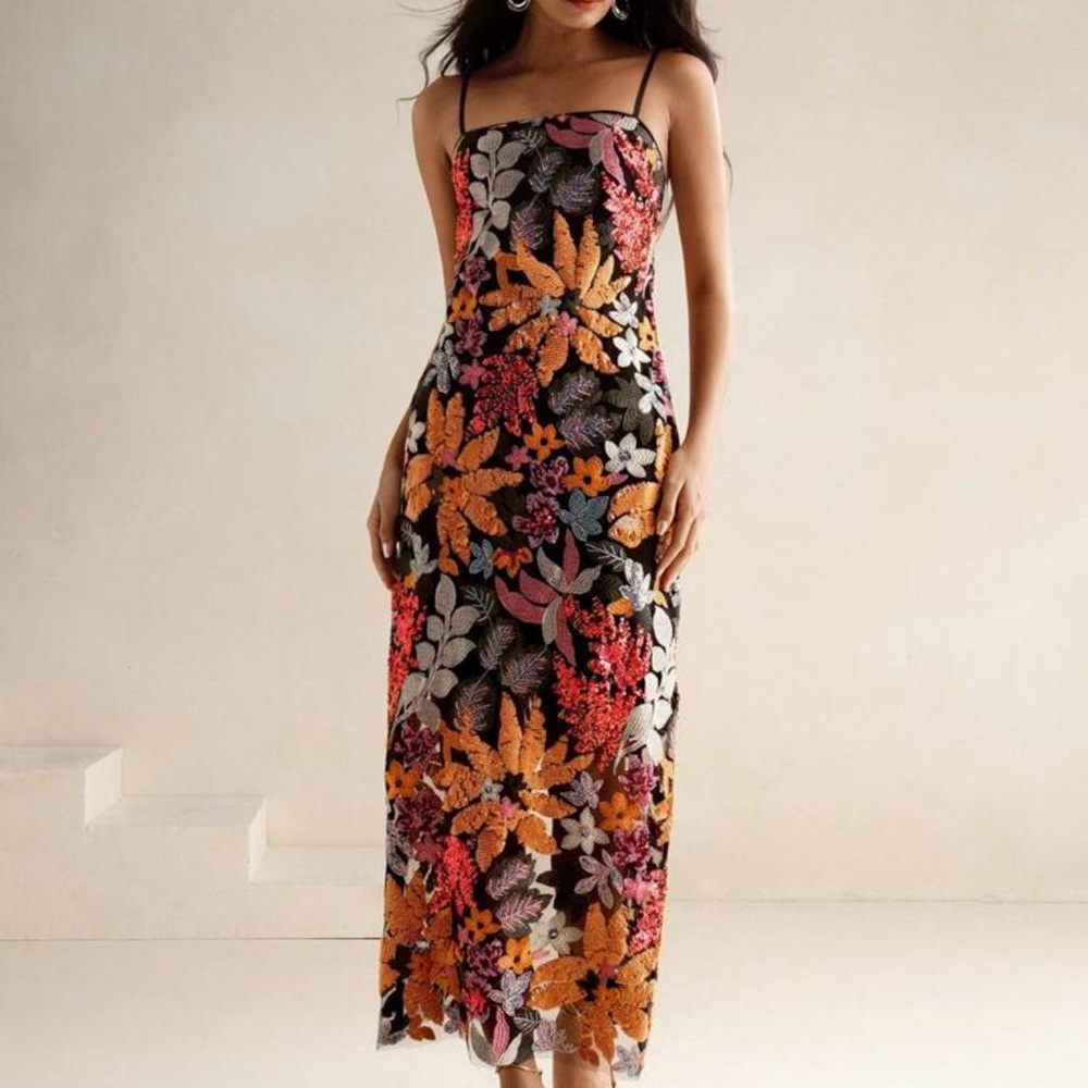 Elegant beaded floral dress